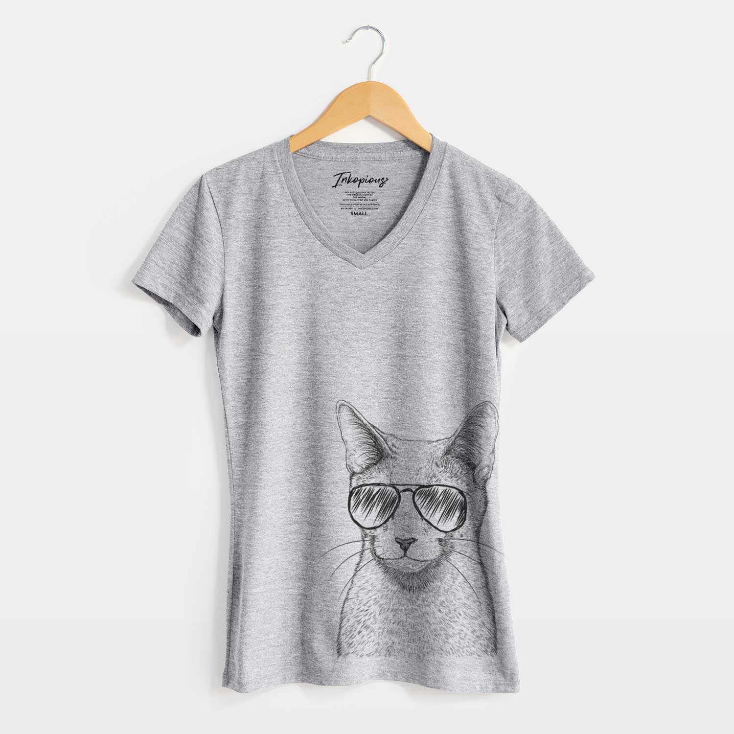 Aviator Blue the Russsian Blue Cat - Women's V-neck Shirt