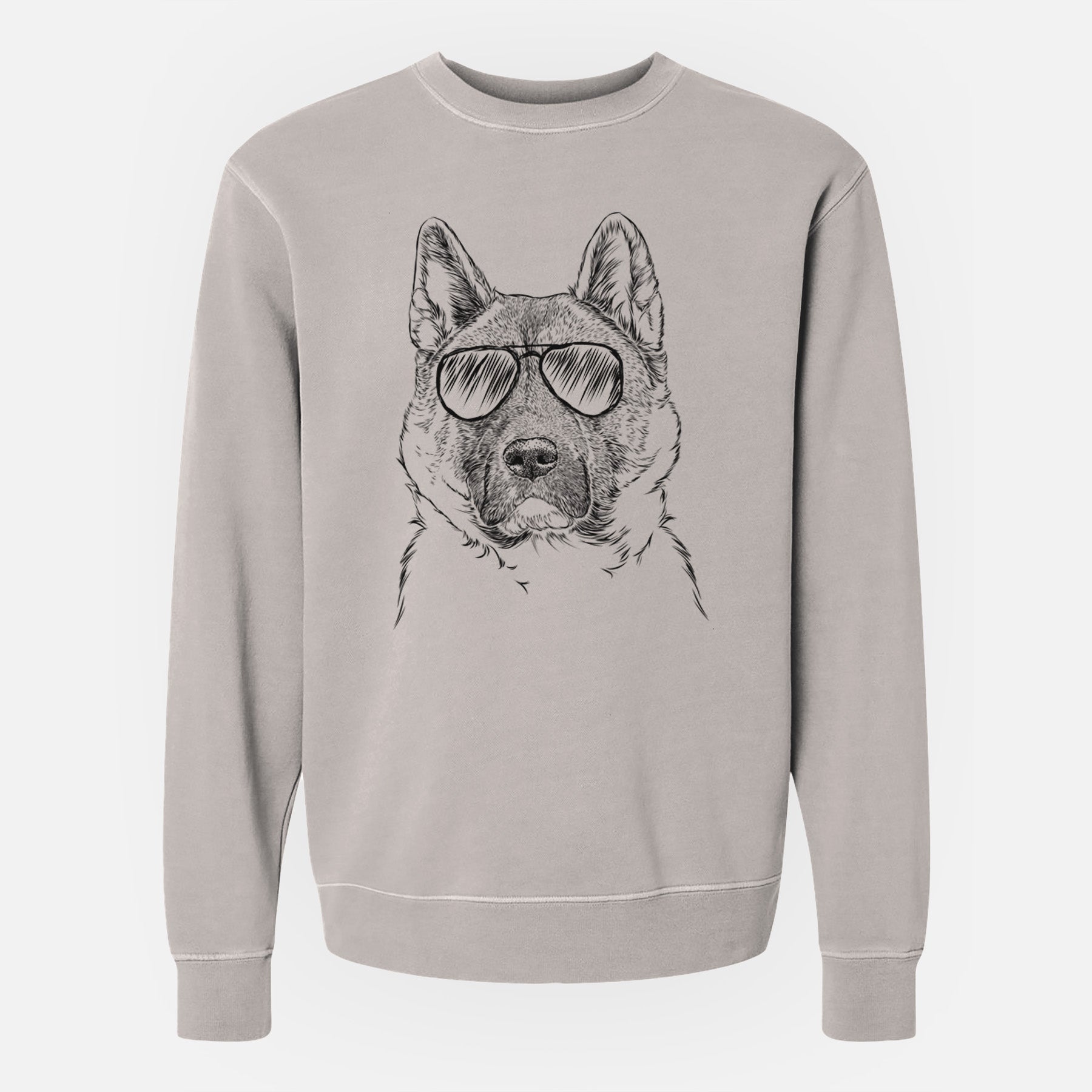 Aviator Bo the American Akita - Unisex Pigment Dyed Crew Sweatshirt