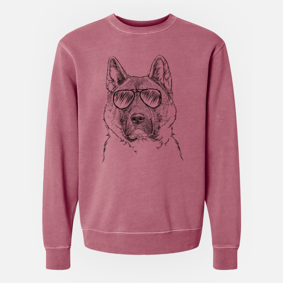 Aviator Bo the American Akita - Unisex Pigment Dyed Crew Sweatshirt