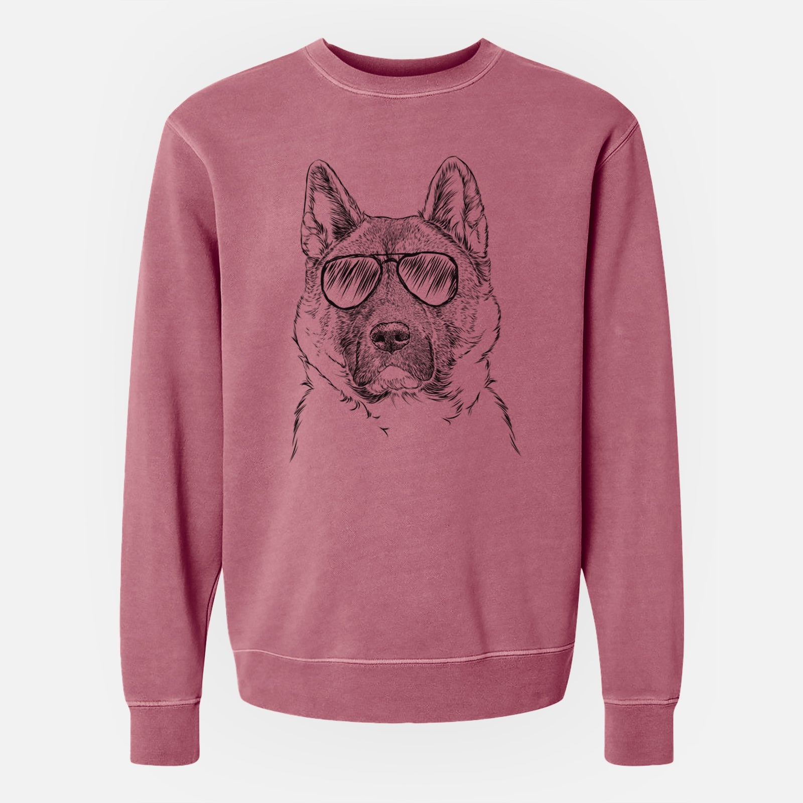 Aviator Bo the American Akita - Unisex Pigment Dyed Crew Sweatshirt