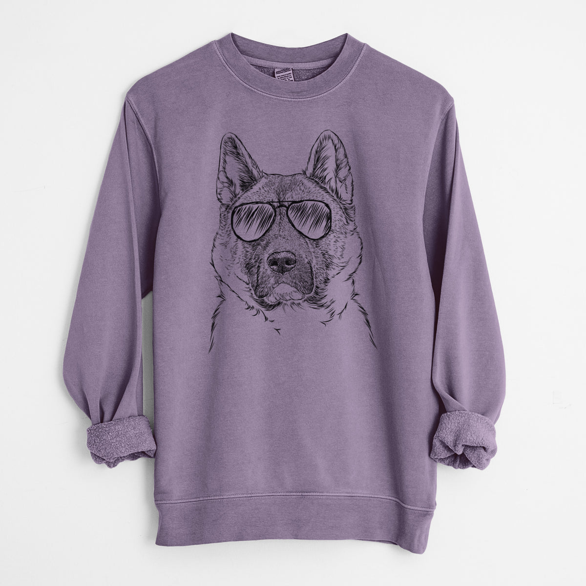 Aviator Bo the American Akita - Unisex Pigment Dyed Crew Sweatshirt