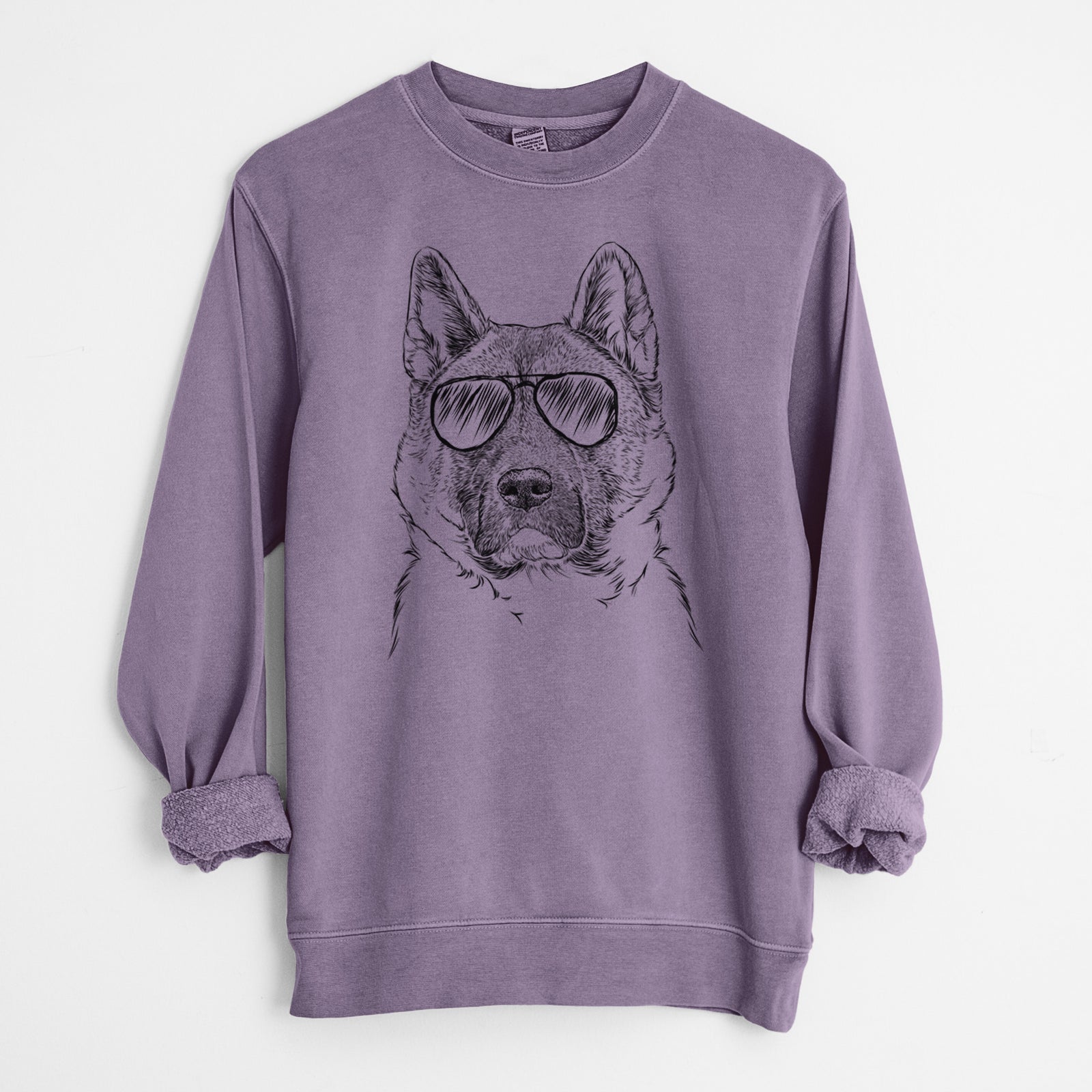 Aviator Bo the American Akita - Unisex Pigment Dyed Crew Sweatshirt
