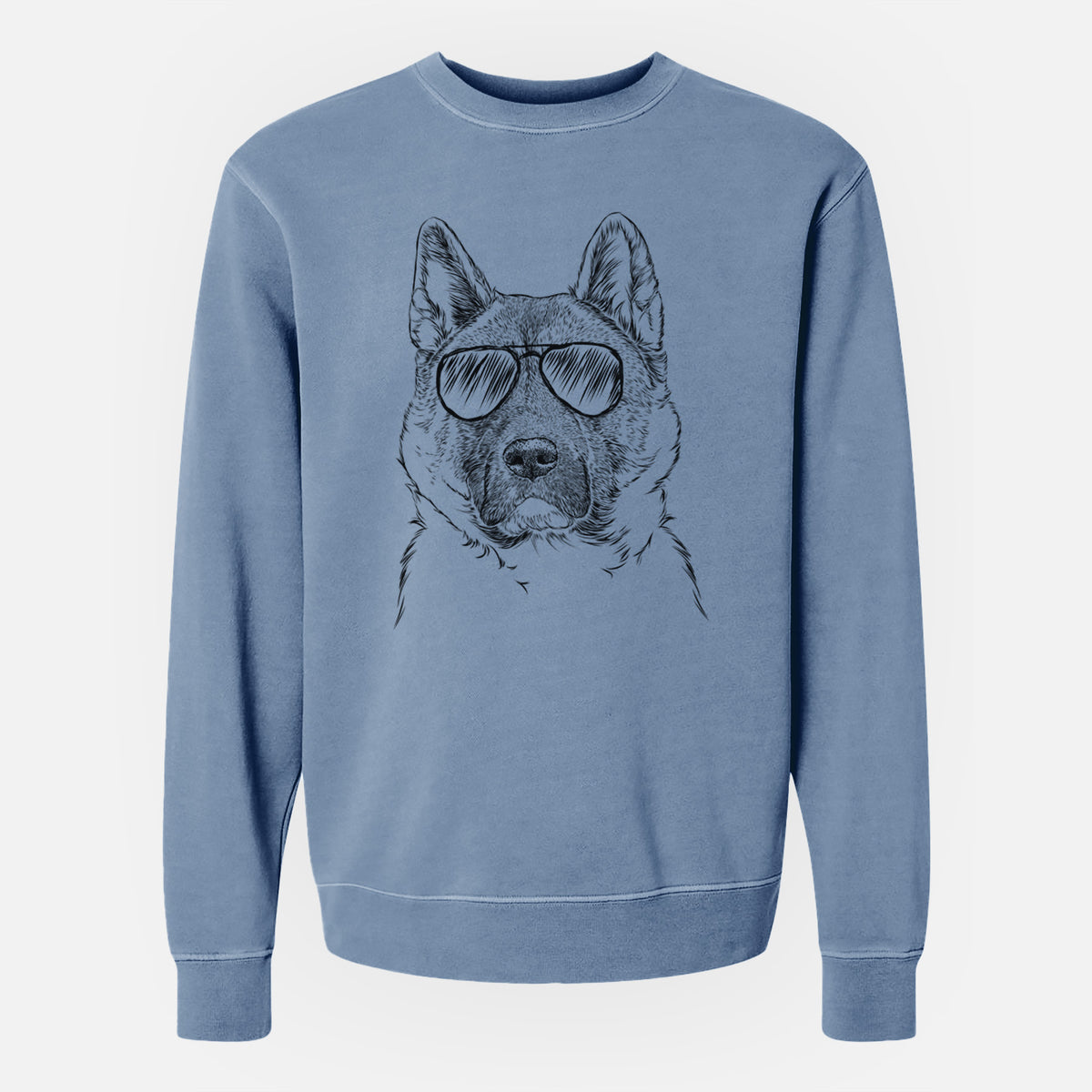 Aviator Bo the American Akita - Unisex Pigment Dyed Crew Sweatshirt