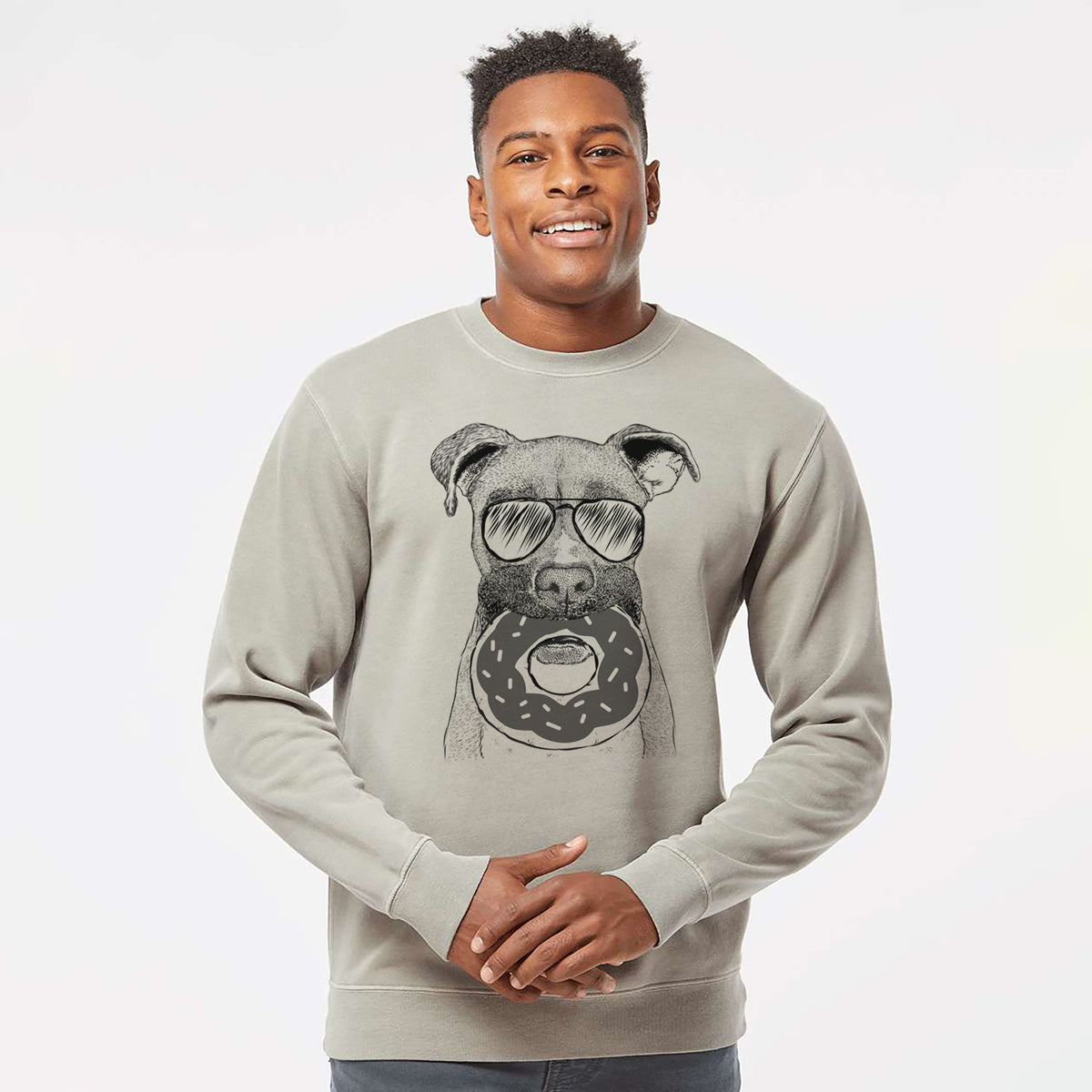 Aviator Bo the Boxer - Unisex Pigment Dyed Crew Sweatshirt