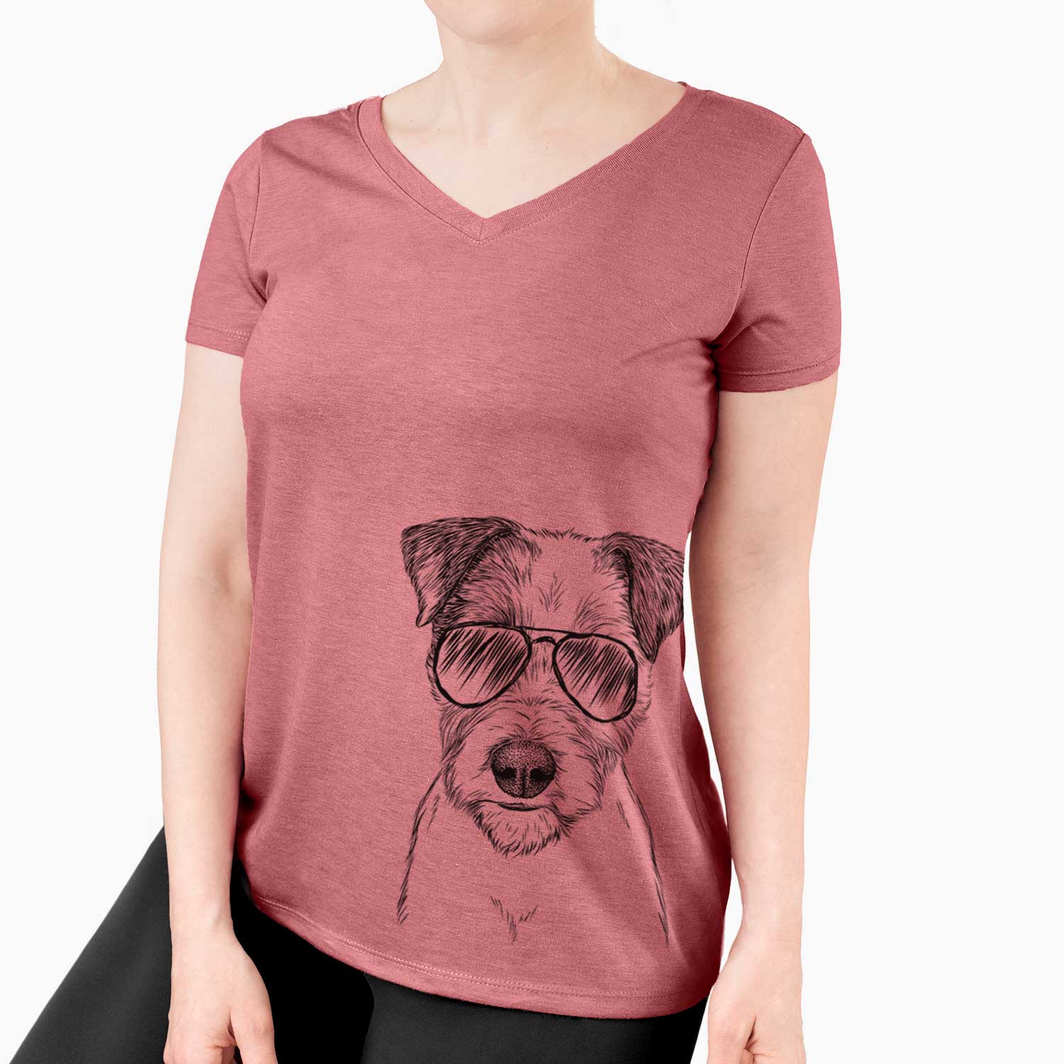 Aviator Bogart the Parson Russell Terrier - Women's V-neck Shirt