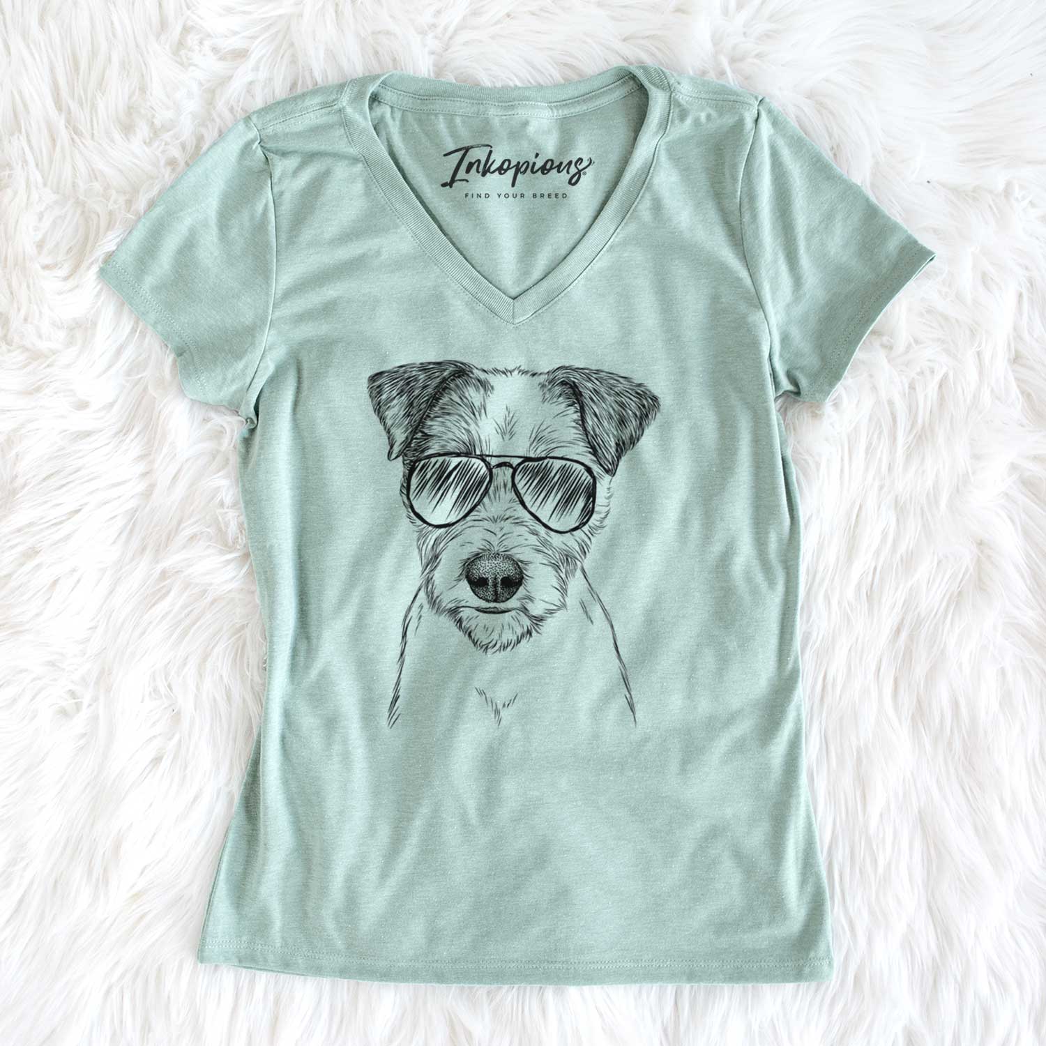 Aviator Bogart the Parson Russell Terrier - Women's V-neck Shirt