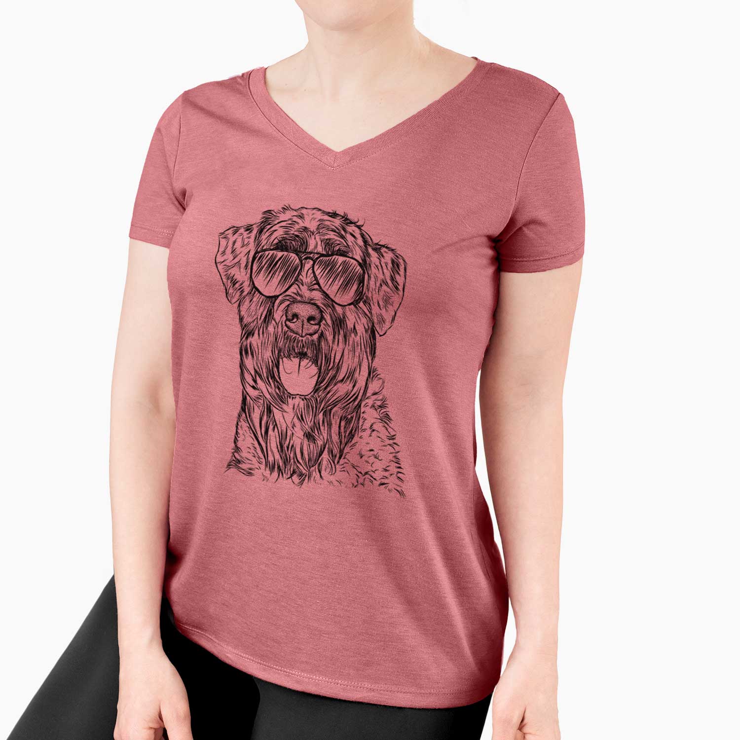 Aviator Bonnie the Bouvier Des Flandres - Women's V-neck Shirt