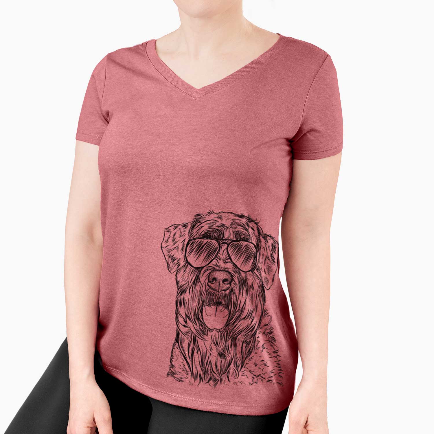 Aviator Bonnie the Bouvier Des Flandres - Women's V-neck Shirt