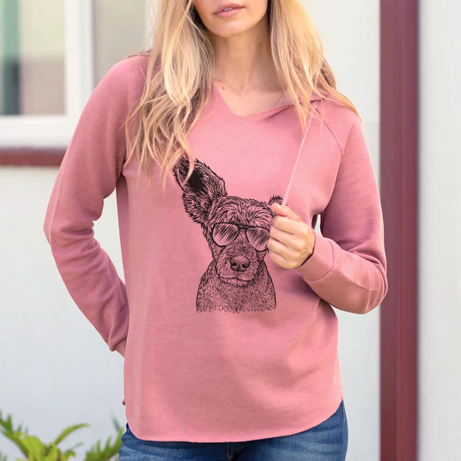 Aviator Boodles the Schnauzer Mix - Cali Wave Hooded Sweatshirt