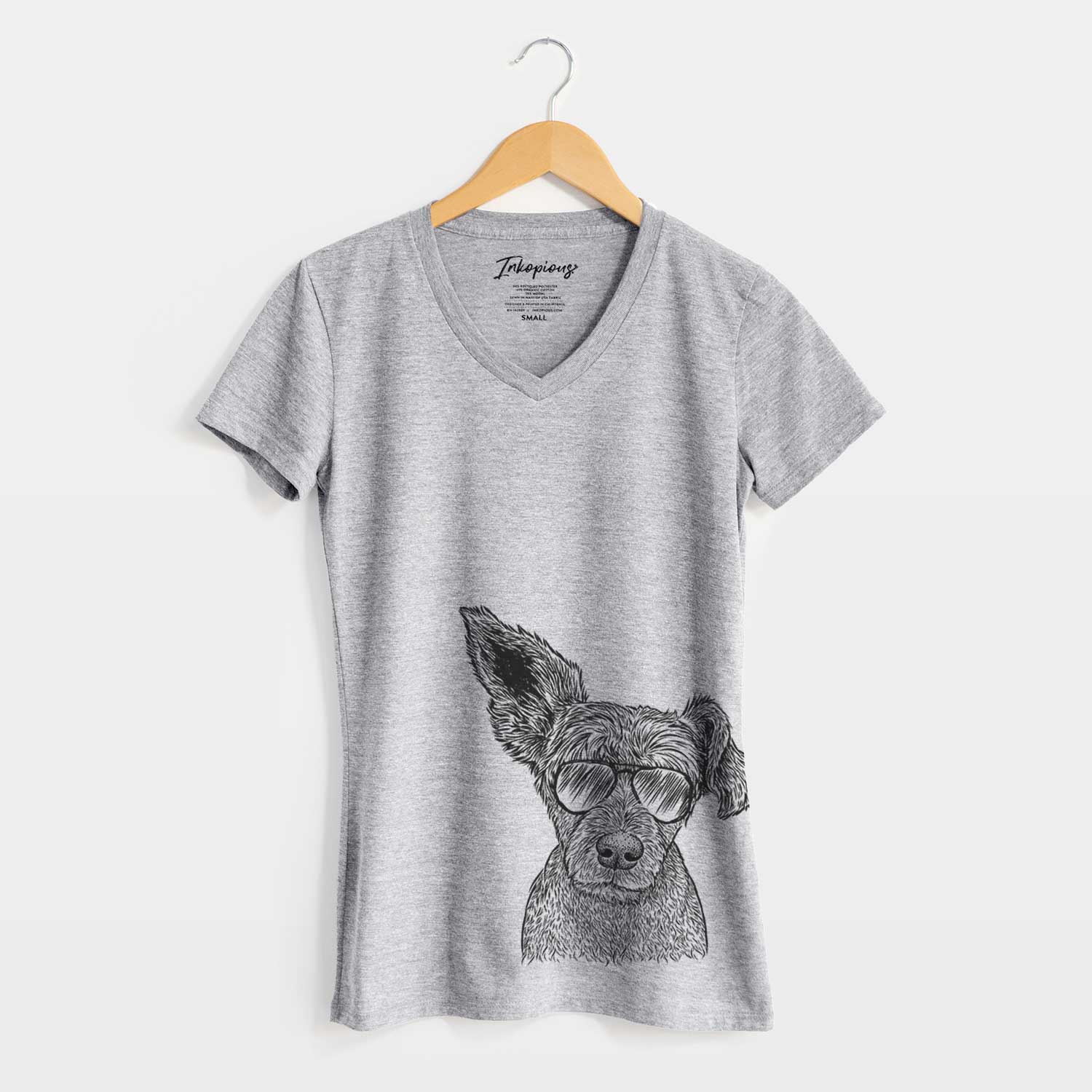 Aviator Boodles the Schnauzer Mix - Women's V-neck Shirt