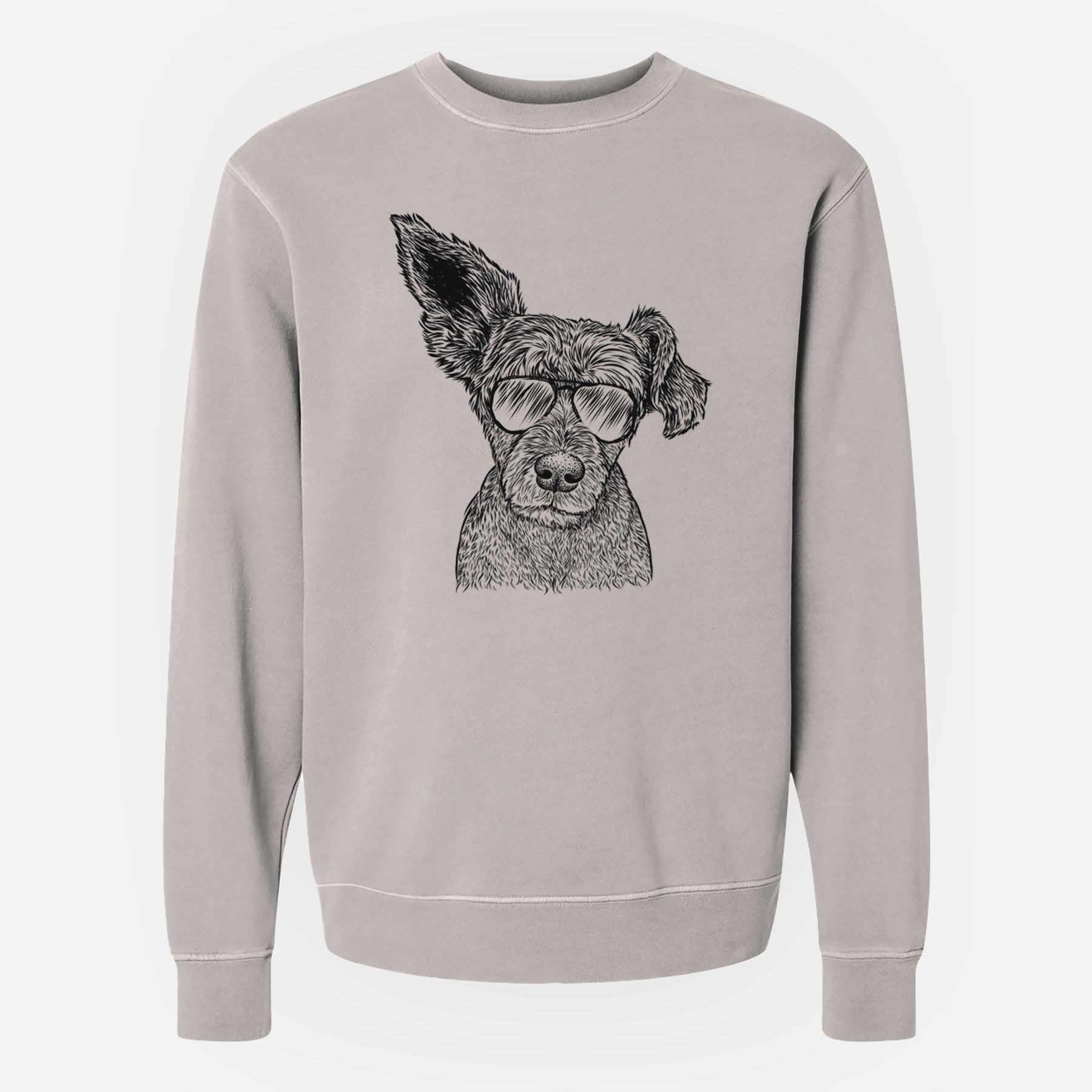 Aviator Boodles the Schnauzer Mix - Unisex Pigment Dyed Crew Sweatshirt