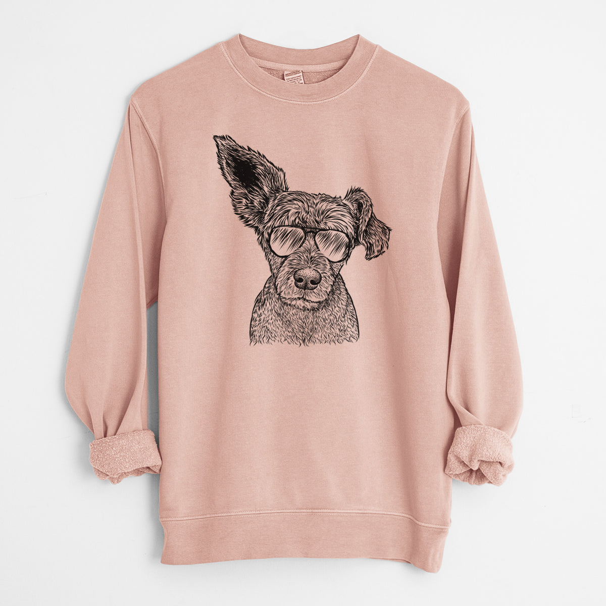 Aviator Boodles the Schnauzer Mix - Unisex Pigment Dyed Crew Sweatshirt