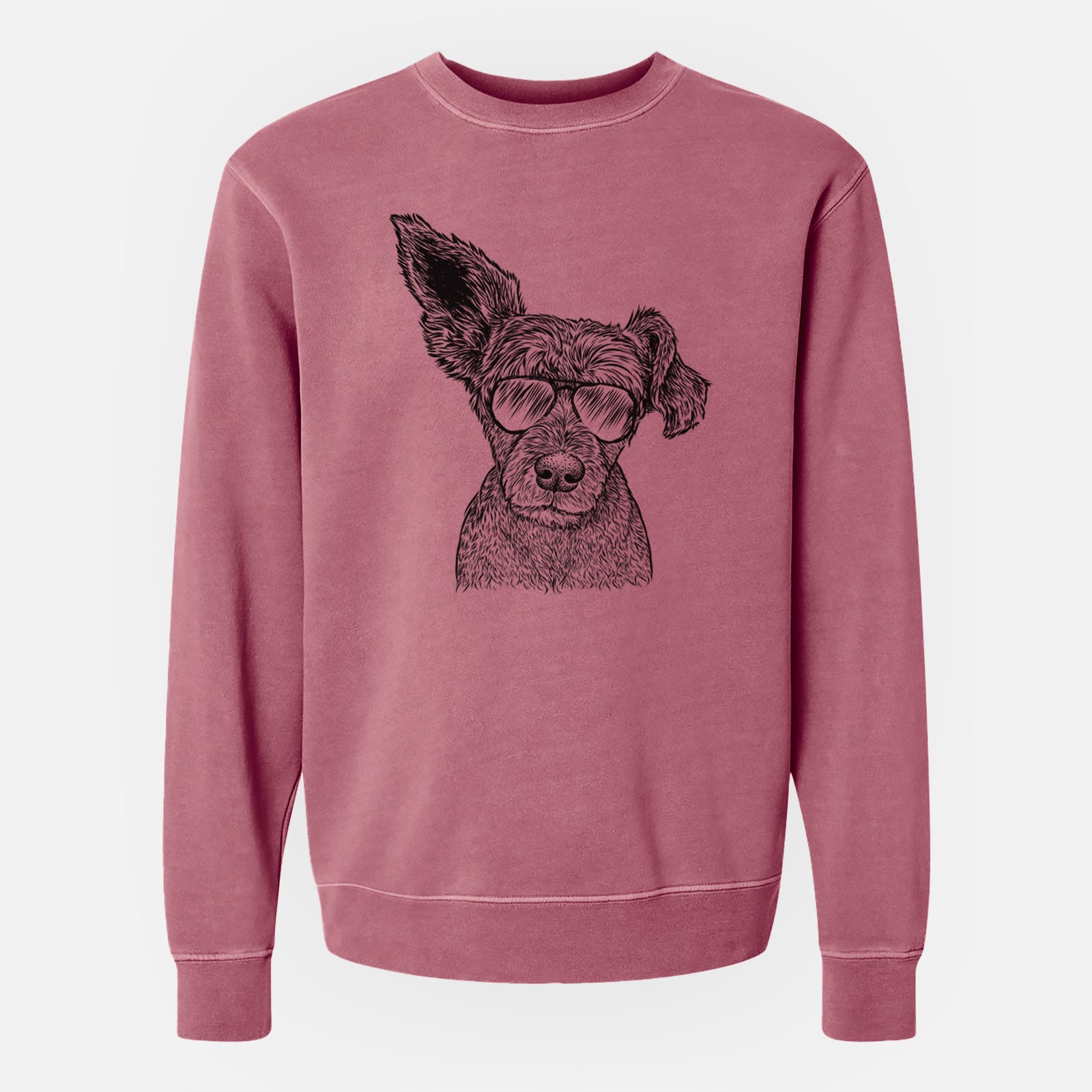 Aviator Boodles the Schnauzer Mix - Unisex Pigment Dyed Crew Sweatshirt