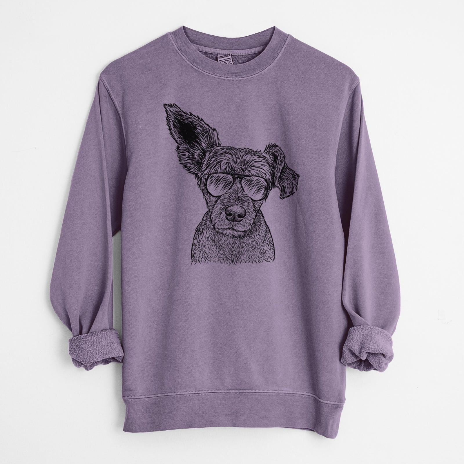 Aviator Boodles the Schnauzer Mix - Unisex Pigment Dyed Crew Sweatshirt