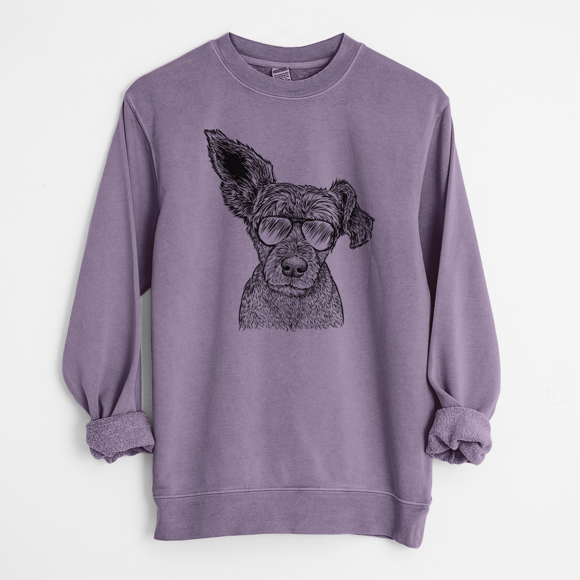 Aviator Boodles the Schnauzer Mix - Unisex Pigment Dyed Crew Sweatshirt