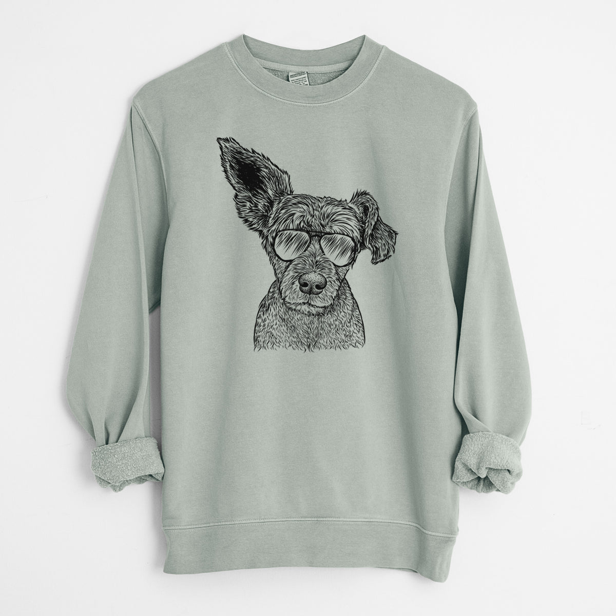 Aviator Boodles the Schnauzer Mix - Unisex Pigment Dyed Crew Sweatshirt