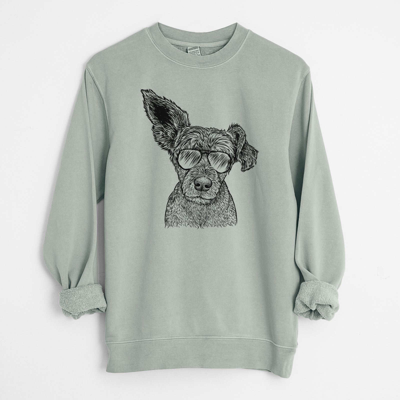 Aviator Boodles the Schnauzer Mix - Unisex Pigment Dyed Crew Sweatshirt