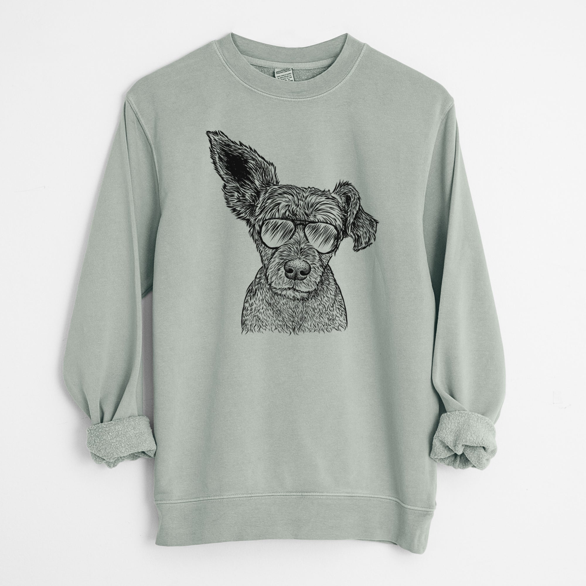 Aviator Boodles the Schnauzer Mix - Unisex Pigment Dyed Crew Sweatshirt