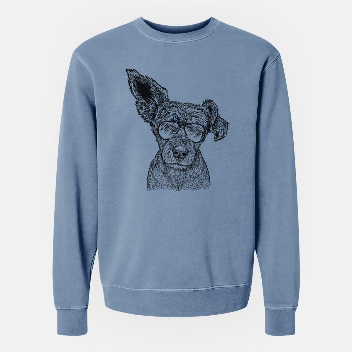 Aviator Boodles the Schnauzer Mix - Unisex Pigment Dyed Crew Sweatshirt