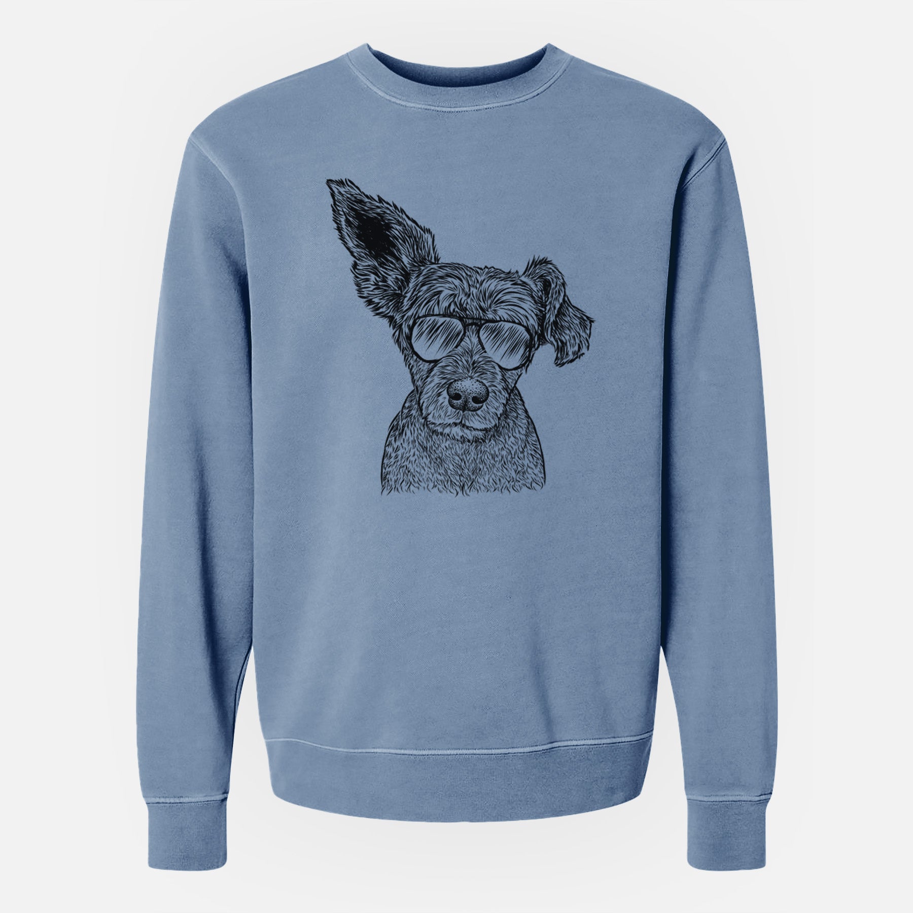 Aviator Boodles the Schnauzer Mix - Unisex Pigment Dyed Crew Sweatshirt