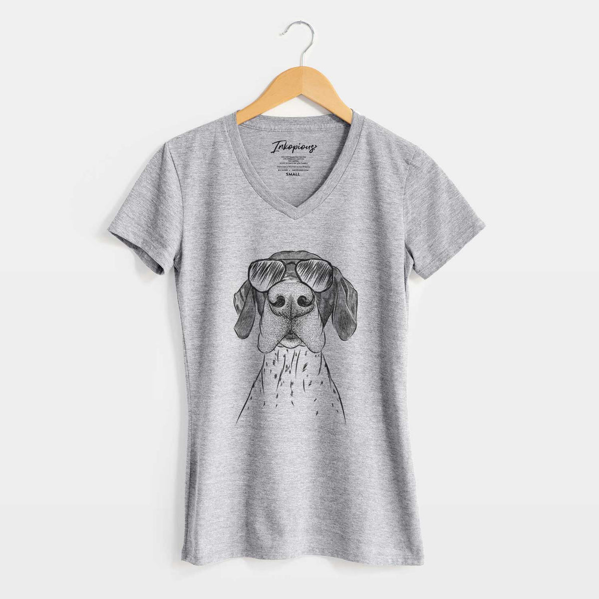 Aviator Booze the German Shorthaired Pointer - Women's V-neck Shirt