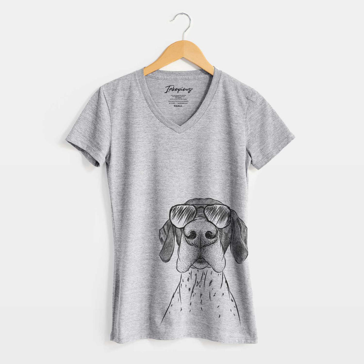 Aviator Booze the German Shorthaired Pointer - Women's V-neck Shirt