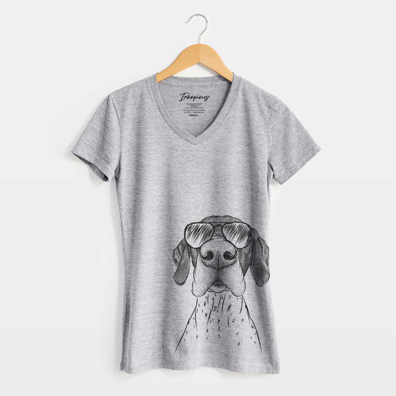 Aviator Booze the German Shorthaired Pointer - Women's V-neck Shirt