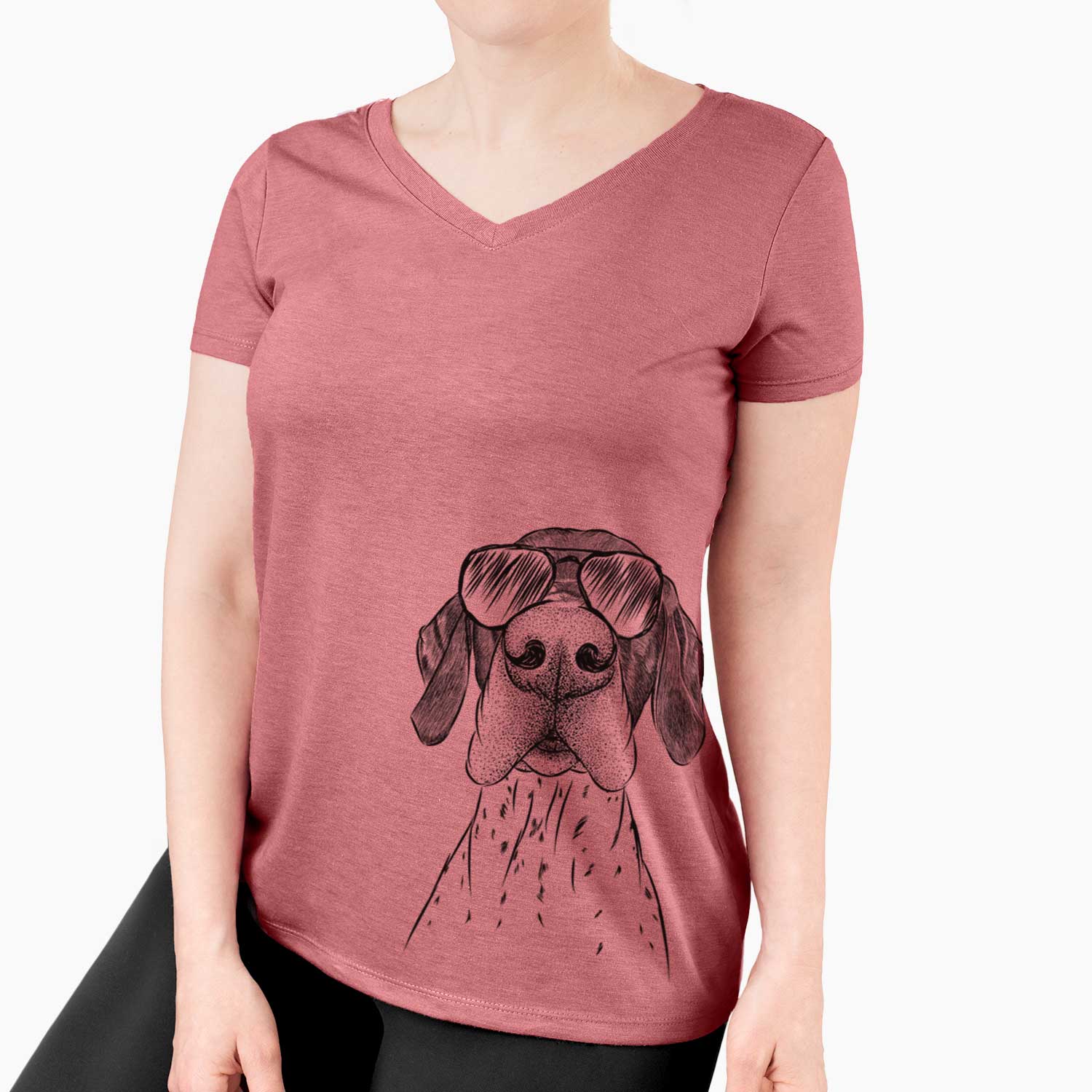 Aviator Booze the German Shorthaired Pointer - Women's V-neck Shirt