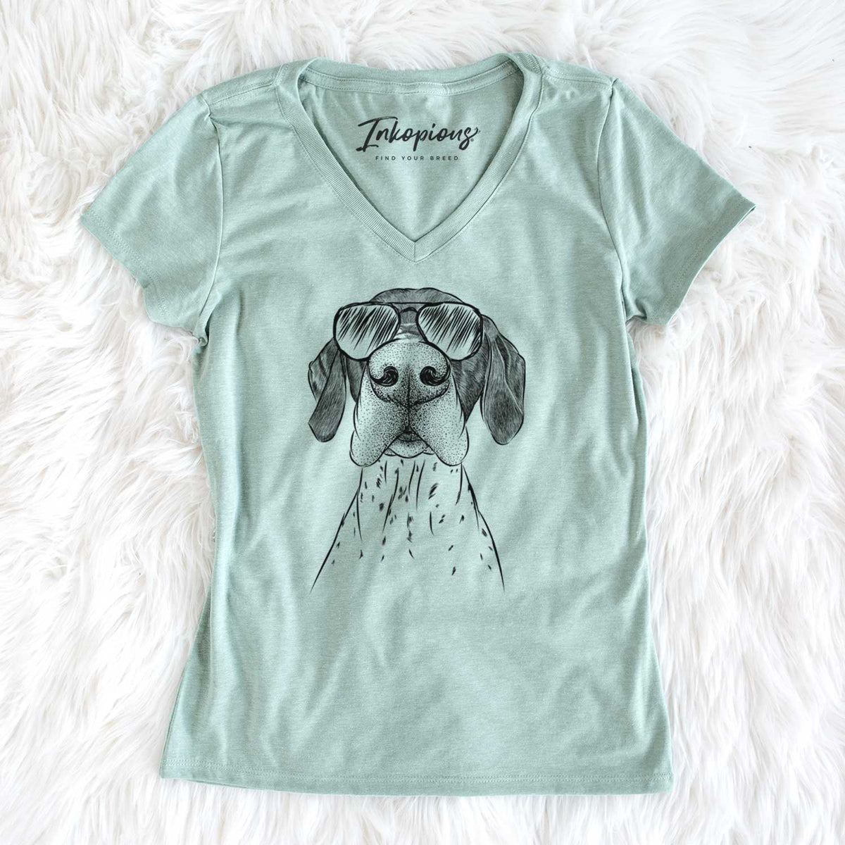 Aviator Booze the German Shorthaired Pointer - Women's V-neck Shirt
