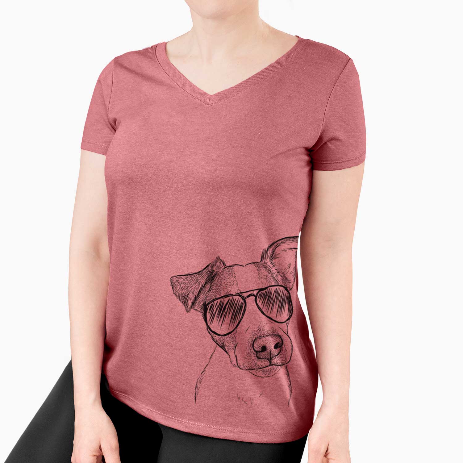 Aviator Bosse the Jack Russell Terrier - Women's V-neck Shirt