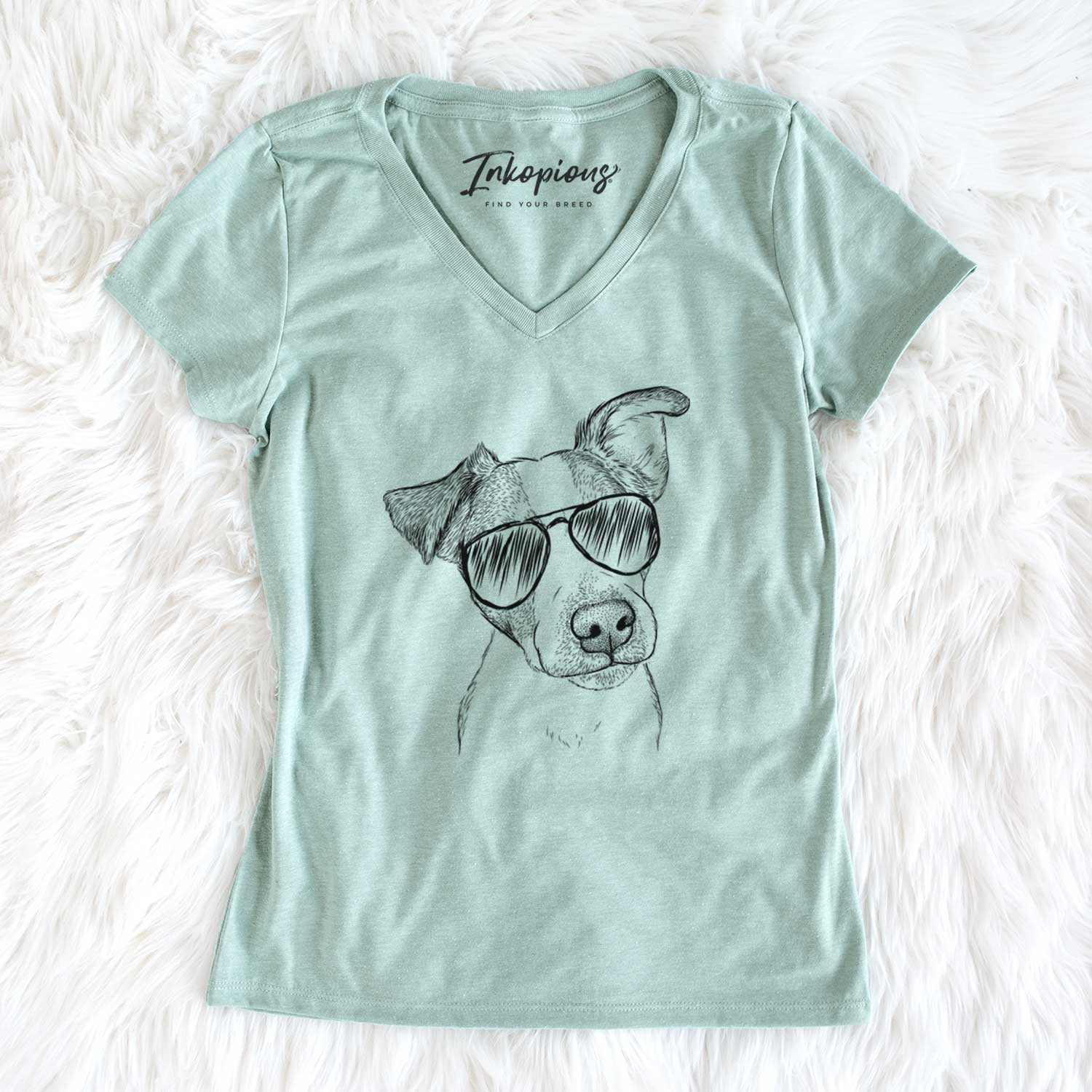 Aviator Bosse the Jack Russell Terrier - Women's V-neck Shirt