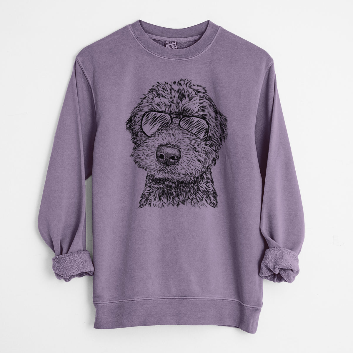 Aviator Bowser the Whoodle - Unisex Pigment Dyed Crew Sweatshirt
