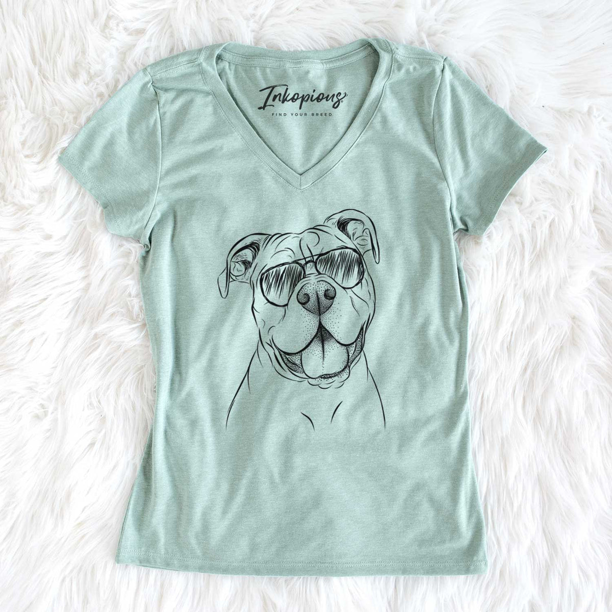 Aviator Bravo the Bulldog Mix - Women's V-neck Shirt