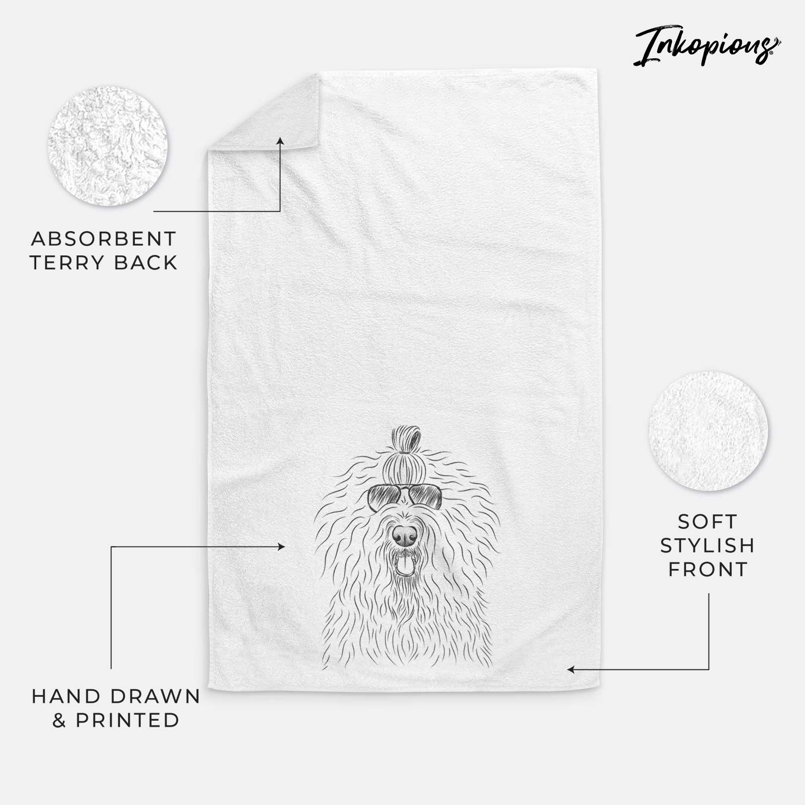 Brody the Old English Sheepdog Decorative Hand Towel