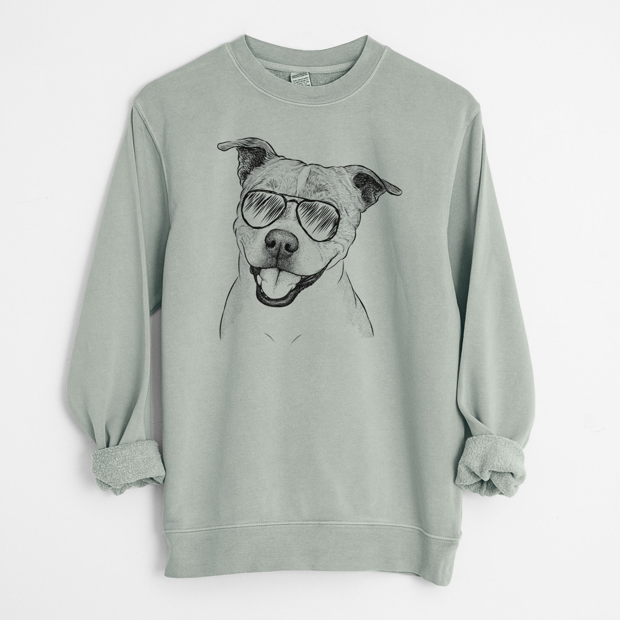 Aviator BrookLyn the Staffordshire Bull Terrier - Unisex Pigment Dyed Crew Sweatshirt