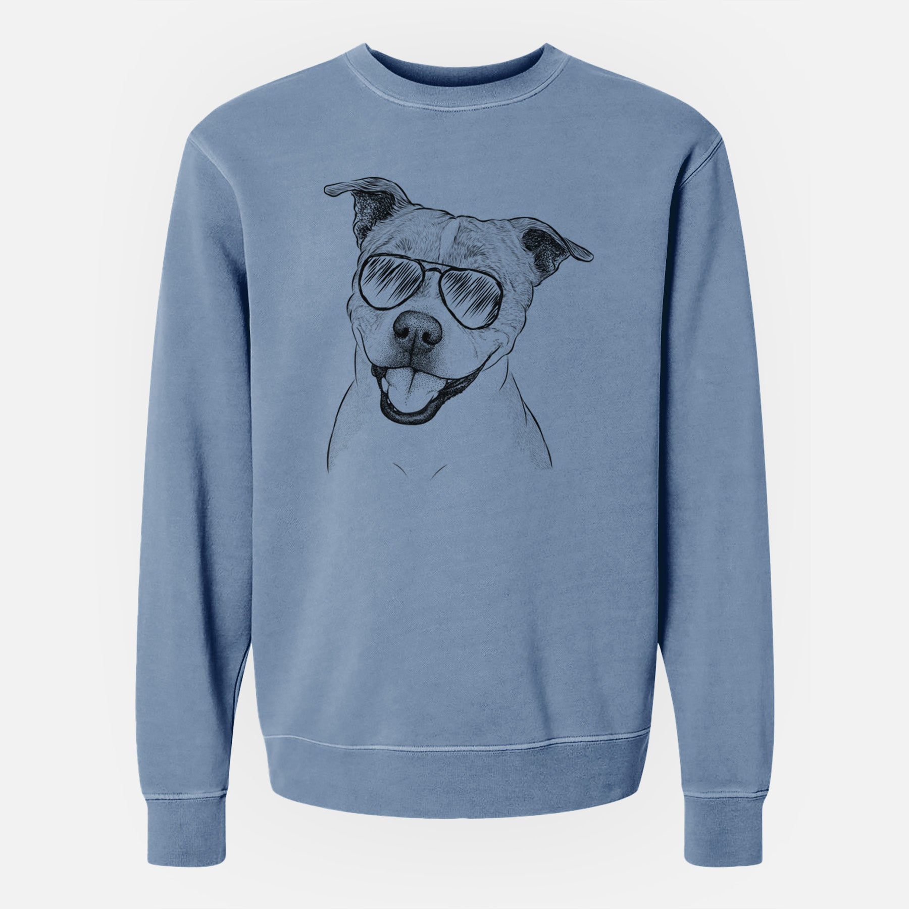 Aviator BrookLyn the Staffordshire Bull Terrier - Unisex Pigment Dyed Crew Sweatshirt