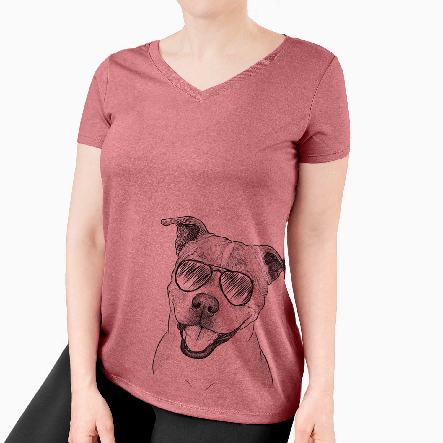 Aviator BrookLyn the Staffordshire Bull Terrier - Women's V-neck Shirt