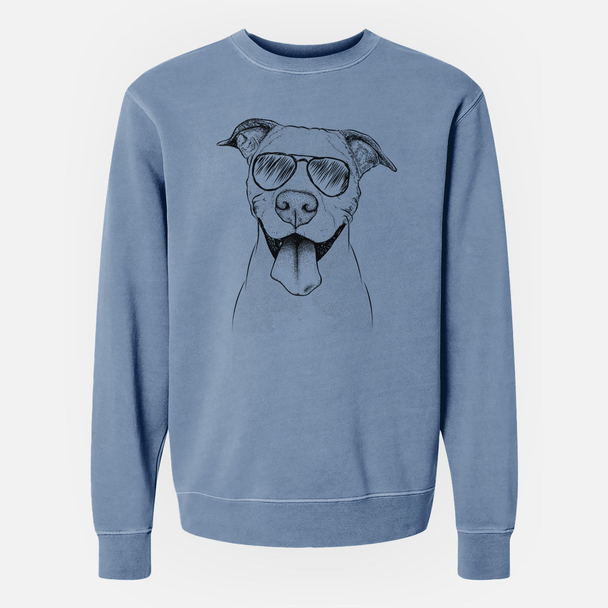 Aviator Bruce the American Staffordshire Terrier - Unisex Pigment Dyed Crew Sweatshirt