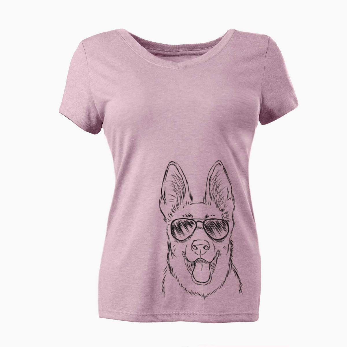 Aviator Brutus the German Shepherd - Women's V-neck Shirt