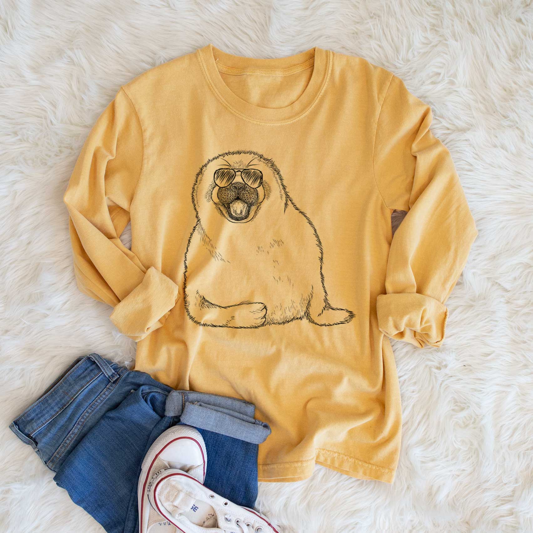 Aviators Bub the Harp Seal - Heavyweight 100% Cotton Long Sleeve