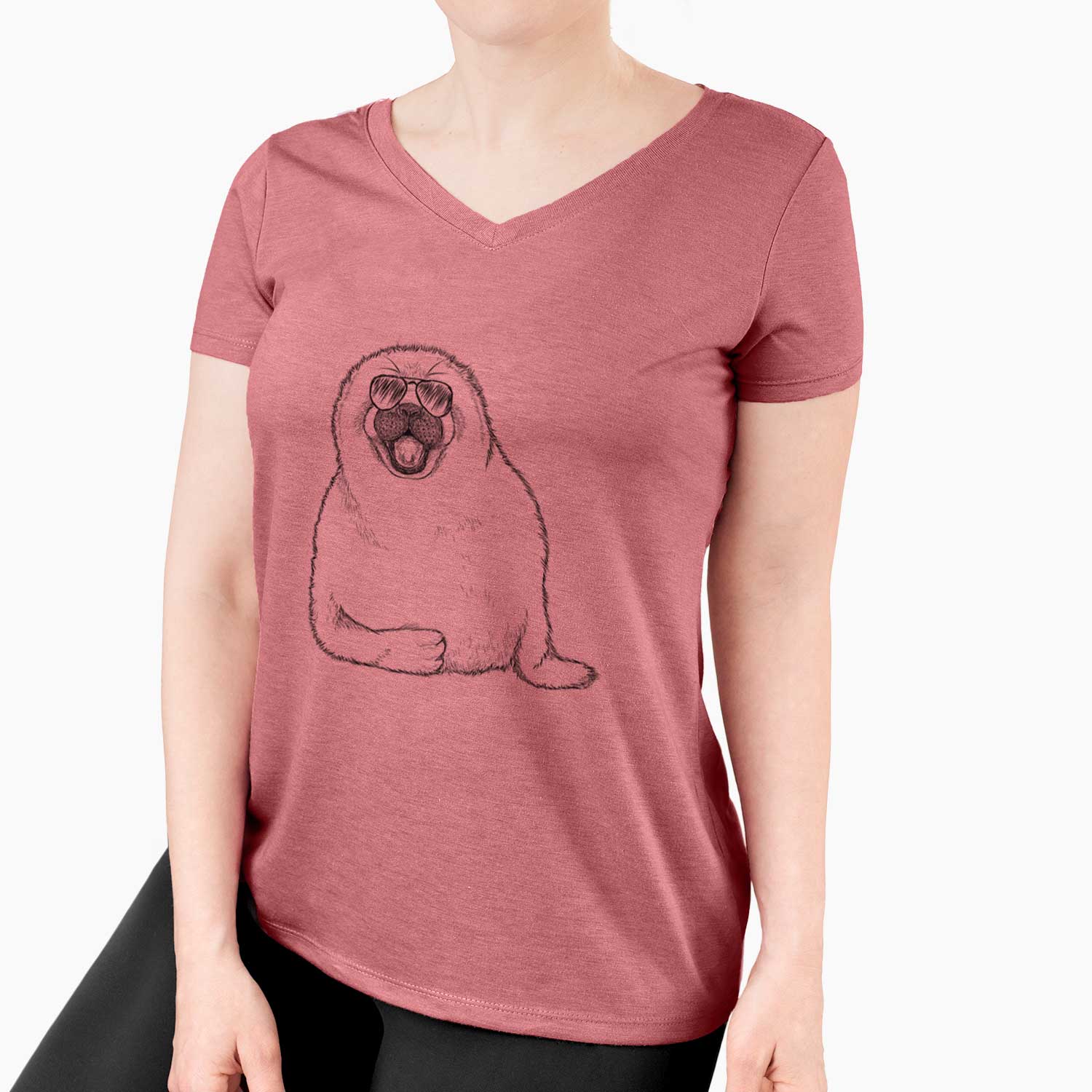 Aviator Bub the Harp Seal - Women's V-neck Shirt