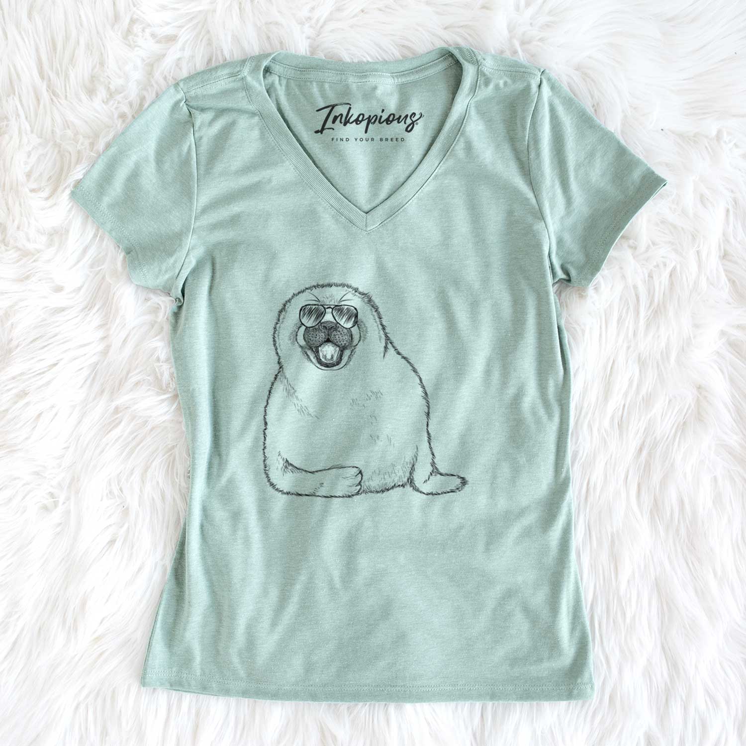 Aviator Bub the Harp Seal - Women's V-neck Shirt