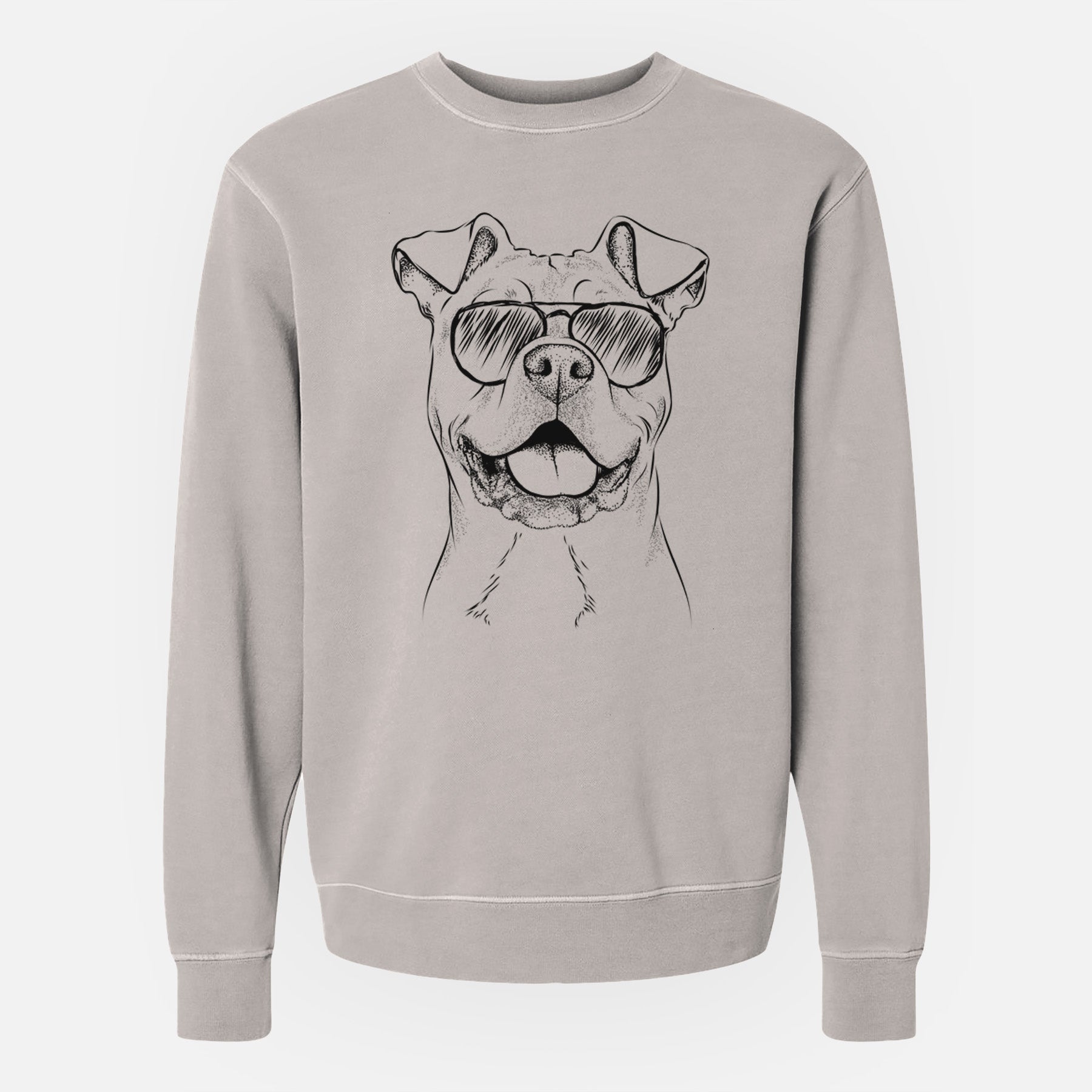 Aviator Bubba Scraps the American Staffordshire Mix - Unisex Pigment Dyed Crew Sweatshirt