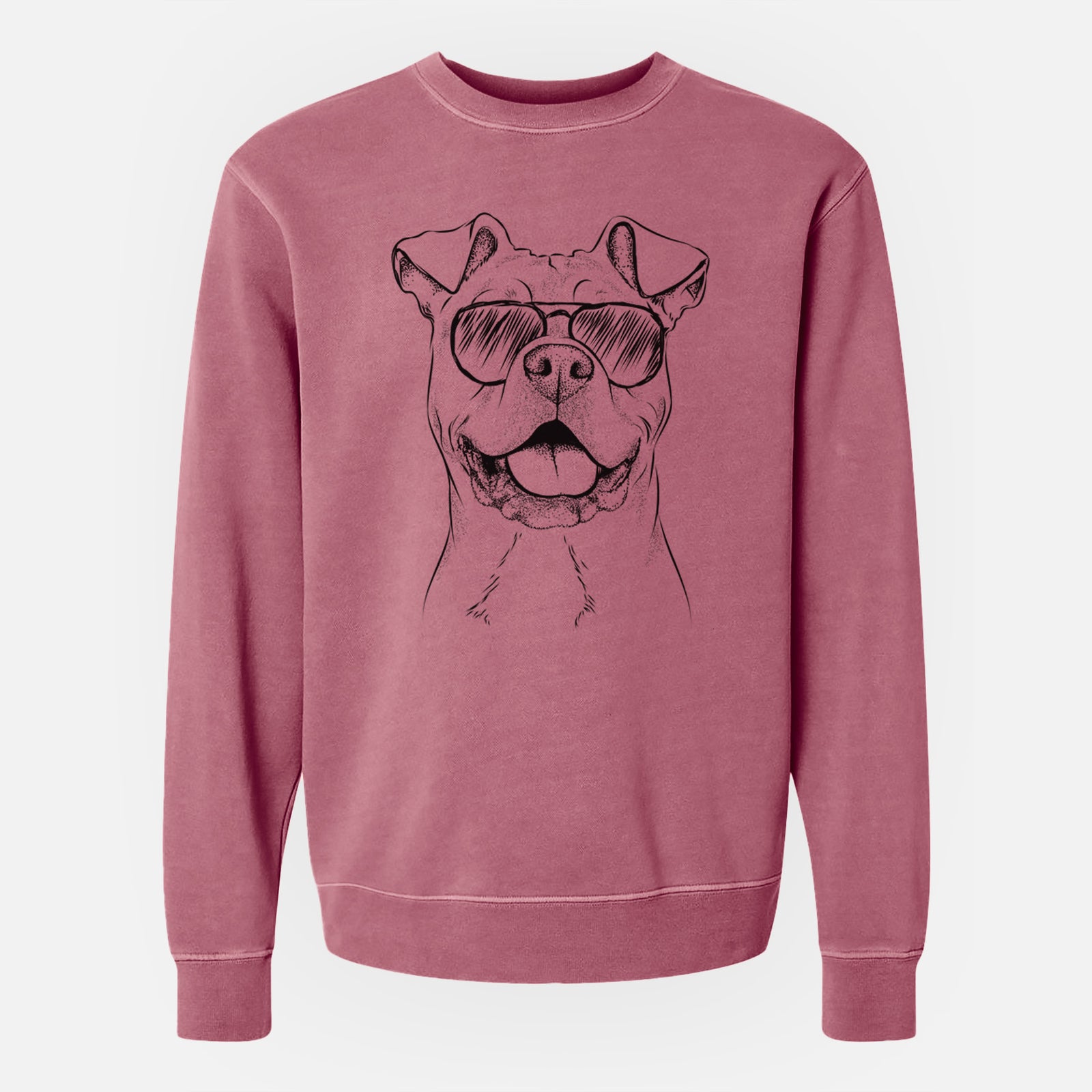 Aviator Bubba Scraps the American Staffordshire Mix - Unisex Pigment Dyed Crew Sweatshirt