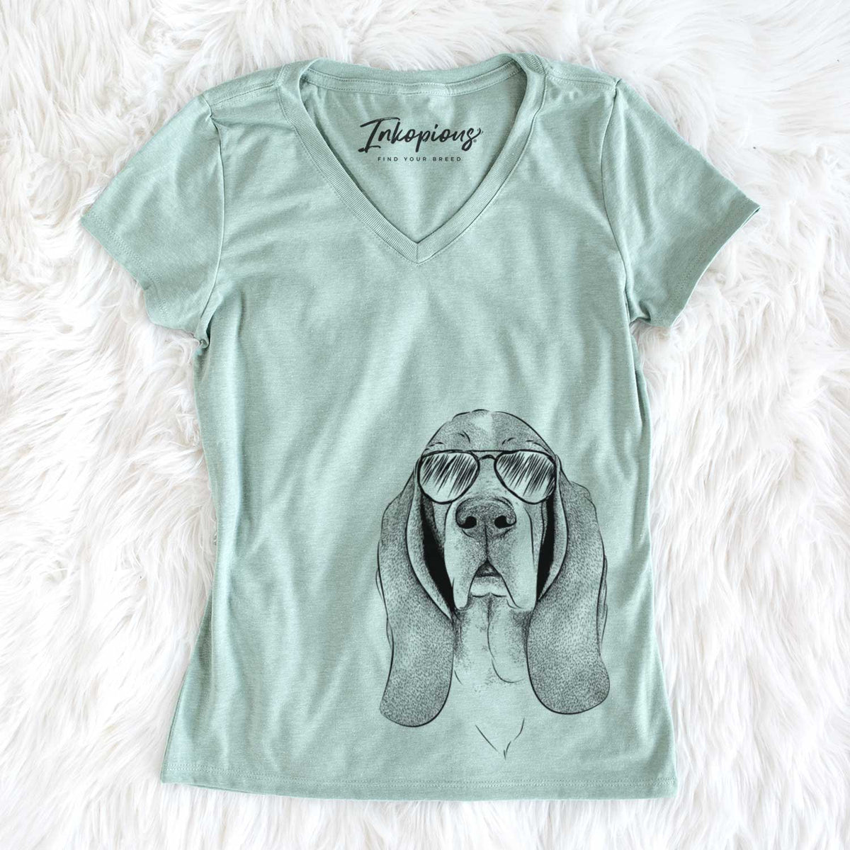 Aviator Buckley the Basset Hound - Women's V-neck Shirt