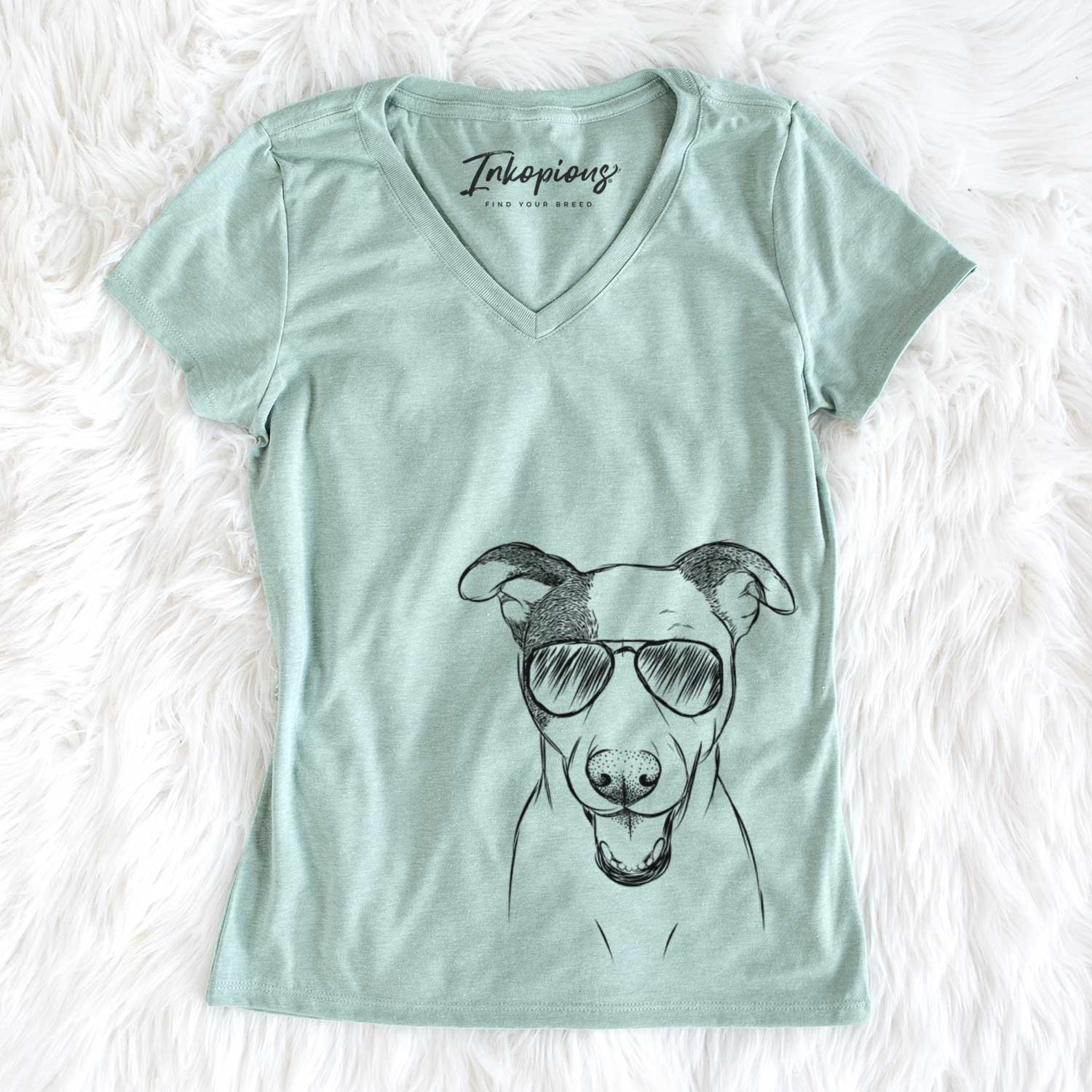 Aviator Bucky the Mixed Breed - Women's V-neck Shirt