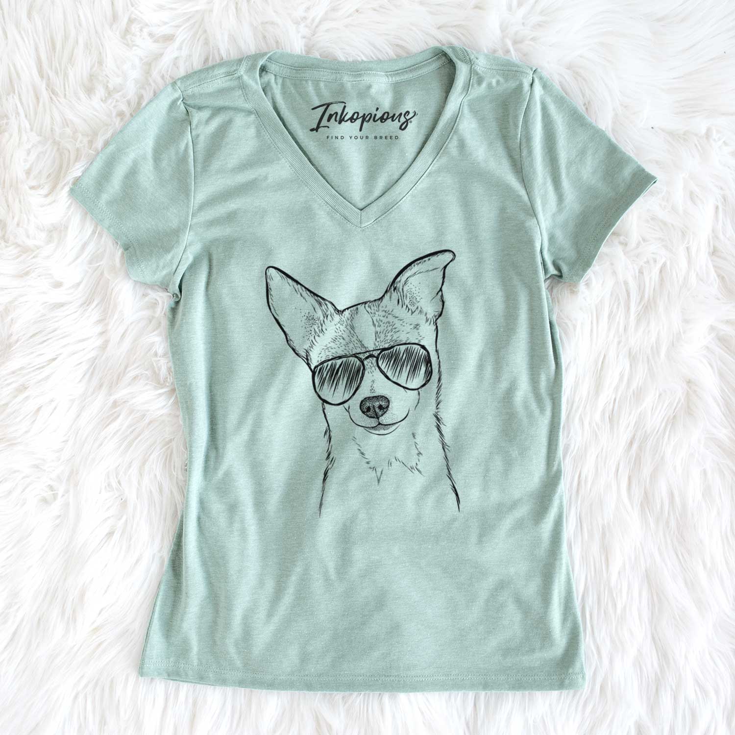 Aviator Buggy the Chihuahua - Women's V-neck Shirt