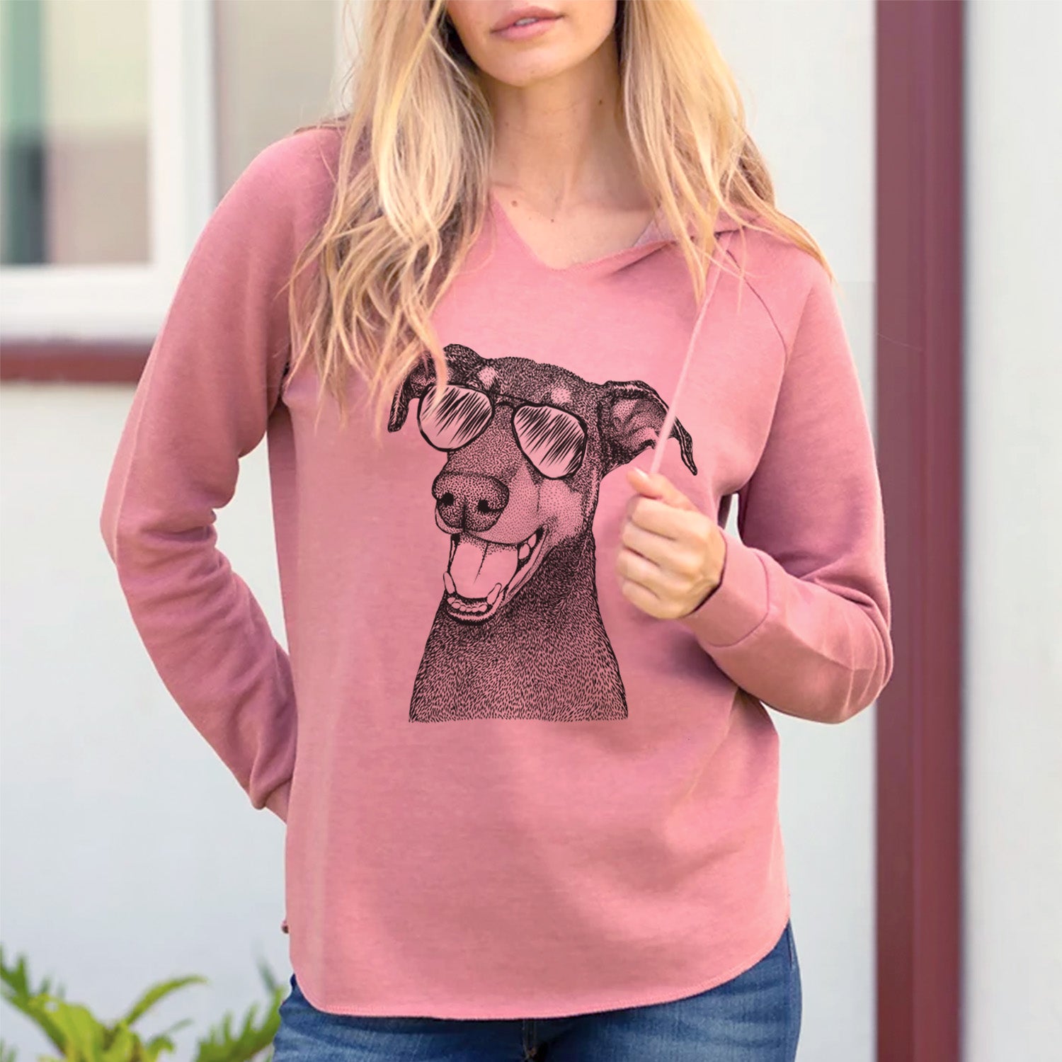 Aviator Bunnie the Doberman Pinscher - Cali Wave Hooded Sweatshirt