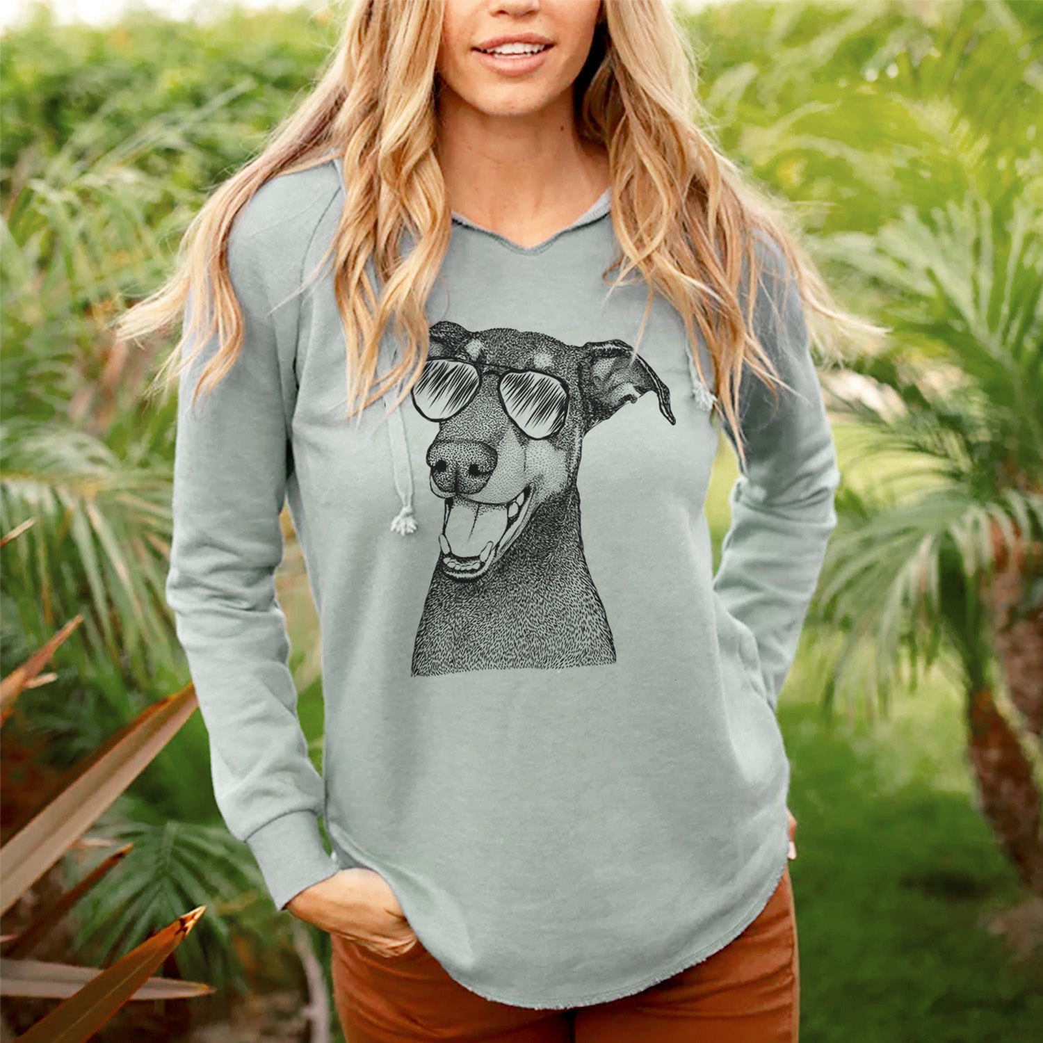 Aviator Bunnie the Doberman Pinscher - Cali Wave Hooded Sweatshirt