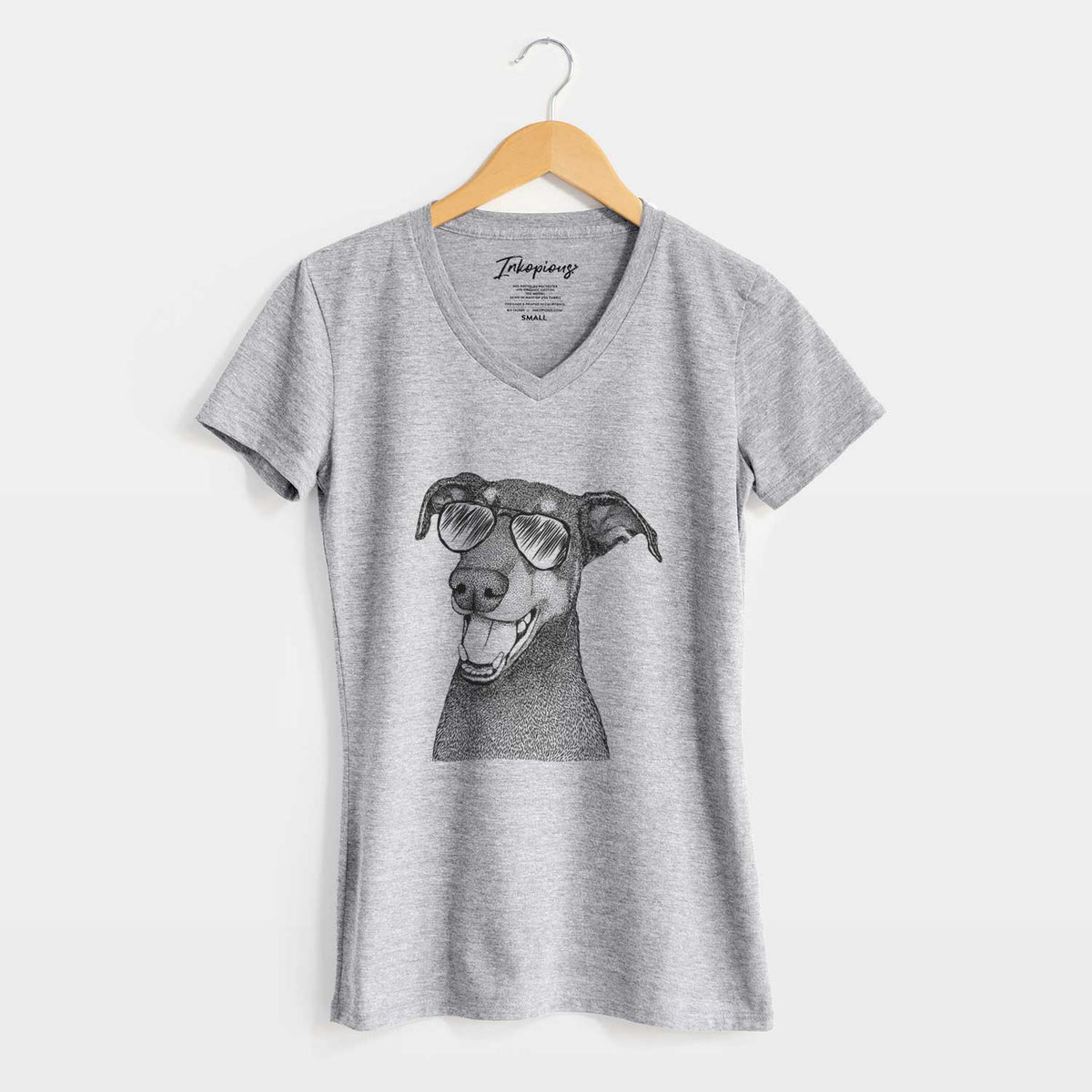 Aviator Bunnie the Doberman Pinscher - Women's V-neck Shirt